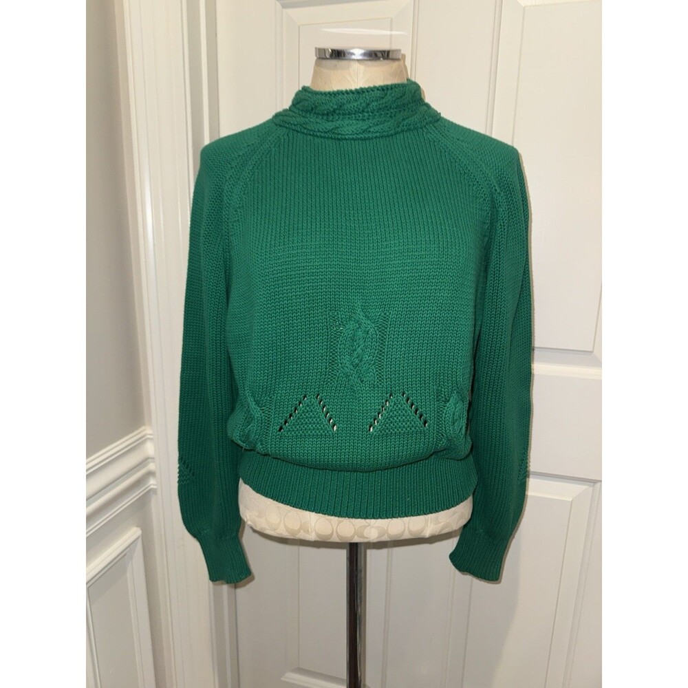 Vintage United Colors of Benetton Sweater Women’s Green Mock Neck ITALY